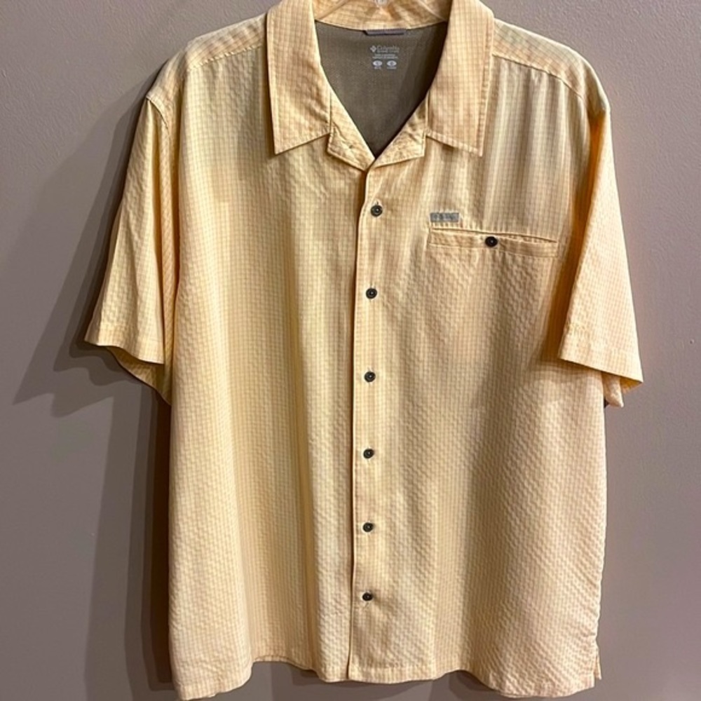 COLUMBIA SPORTWEAR men’s eco friendly cotton button down shirt yellow plaid L